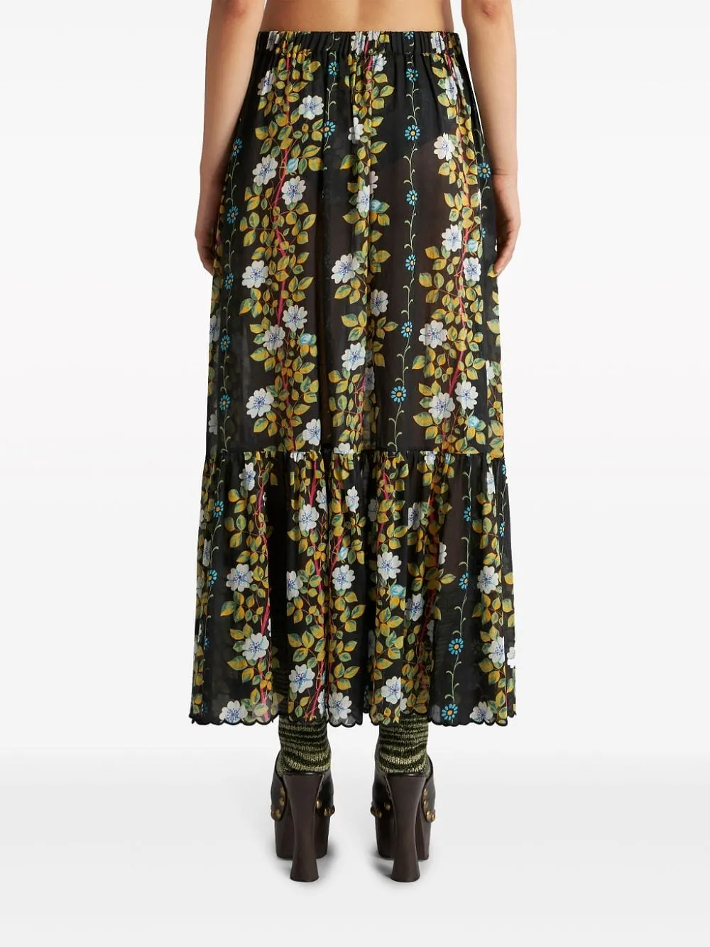 Etro Floral Printed Flared Midi Skirt