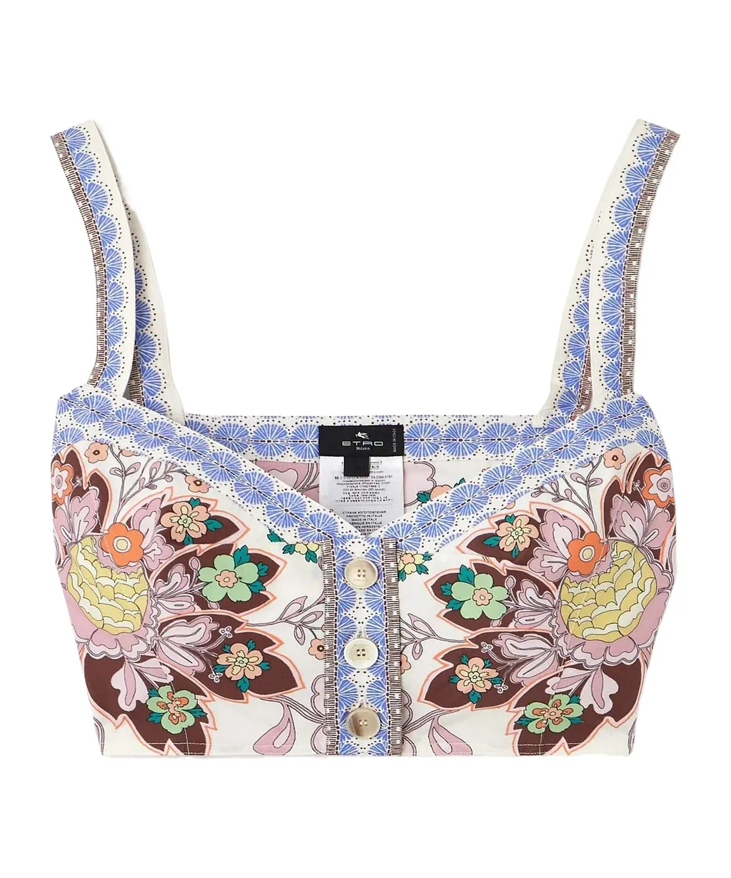 Etro Floral-Printed Sleeveless Cropped Top