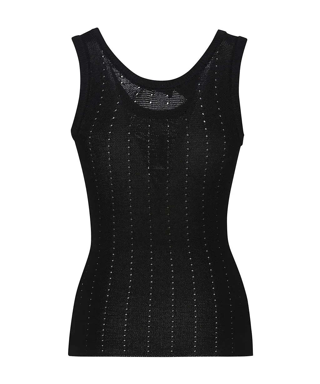 Etro Hood And Punched Detailed Knit Vest Top