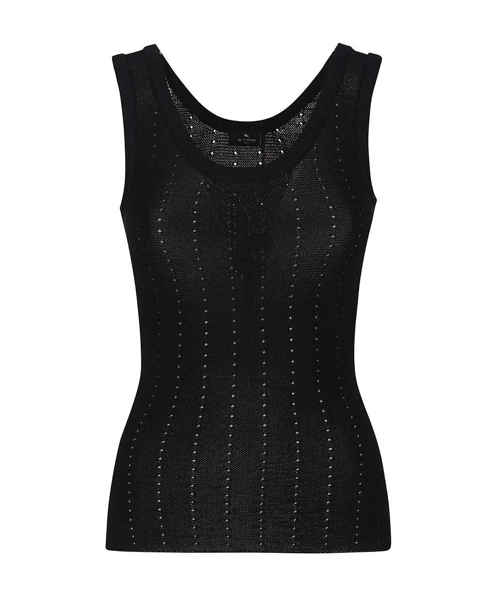 Etro Hood And Punched Detailed Knit Vest Top