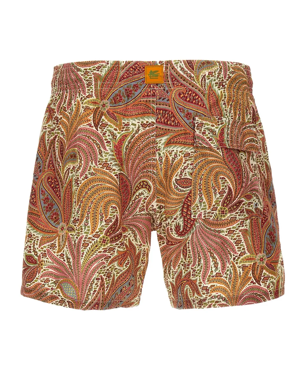 Etro Leaf Printed Drawstring Swim Shorts