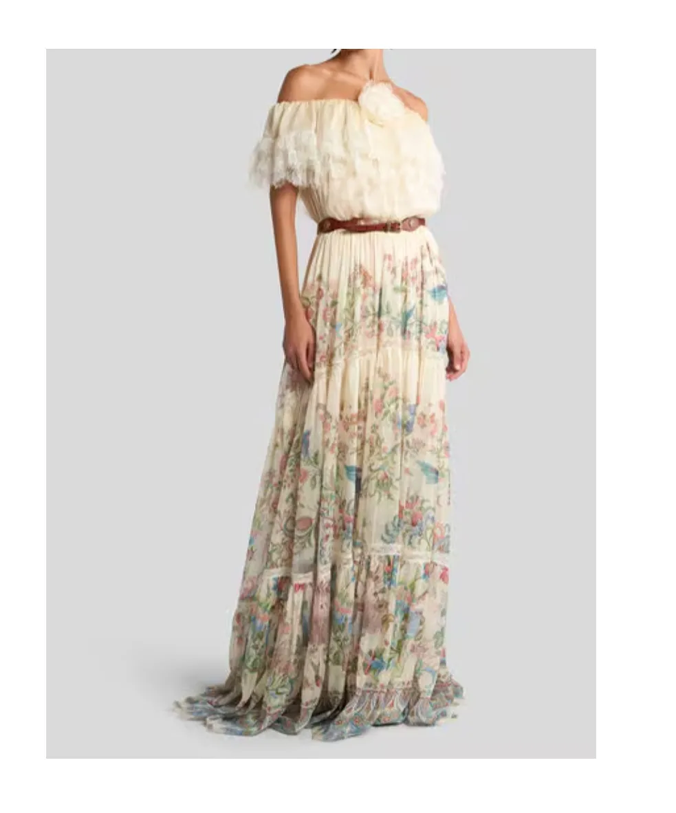 Etro Lace Off-The-Shoulder Maxi Dress