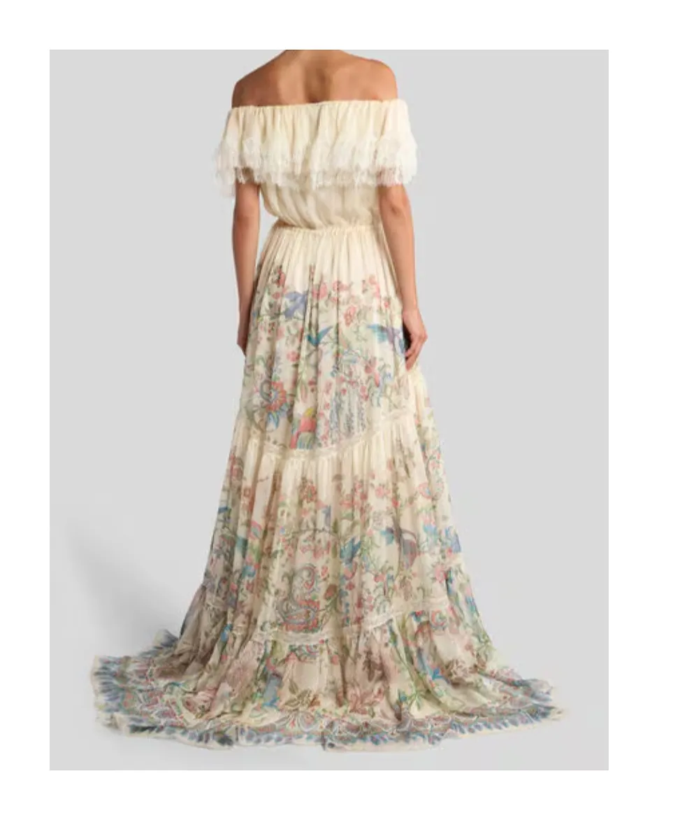 Etro Lace Off-The-Shoulder Maxi Dress