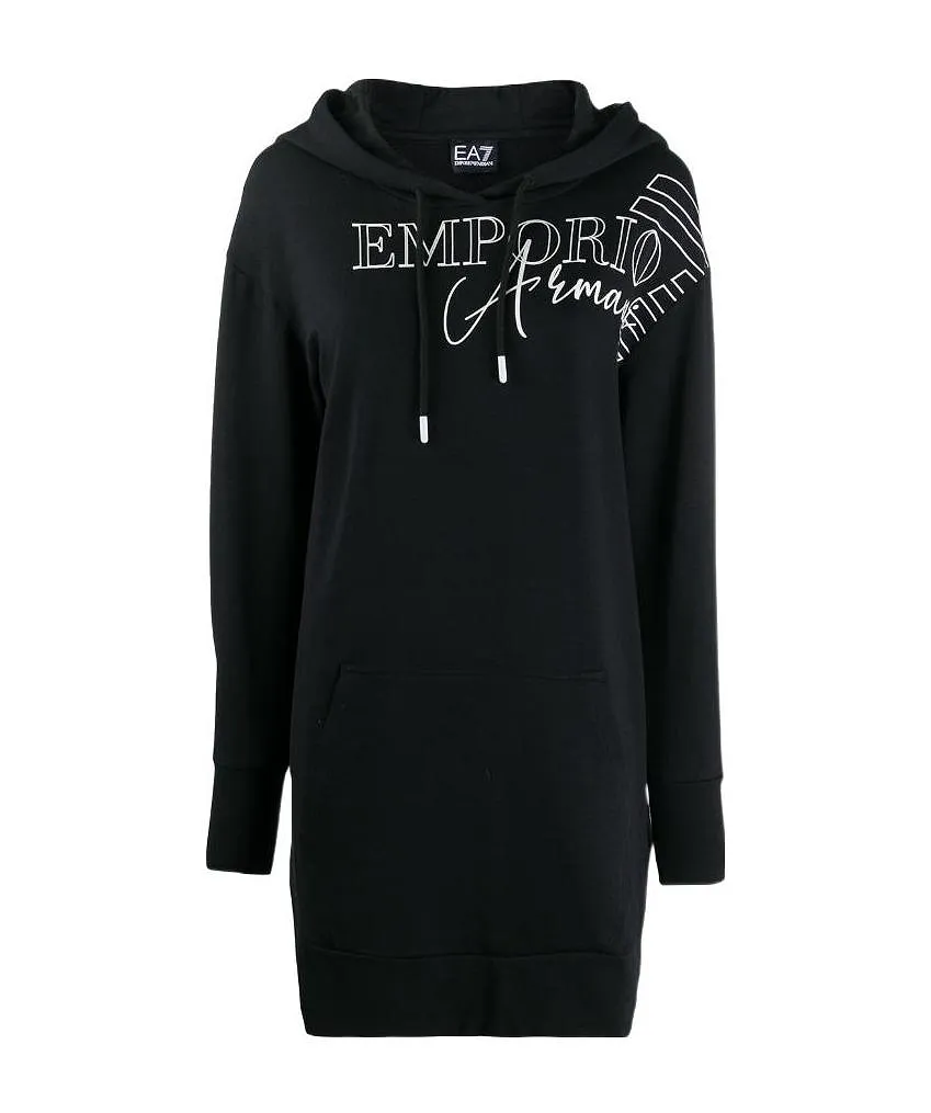 Logo-Print Hooded Longline Sweatshirt