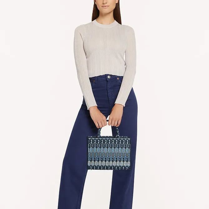 Furla Toni Antracite Jacquard Tote Bag