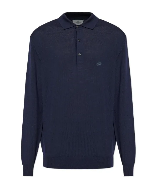 Etro Logo Embroidered Knit Polo Shirt