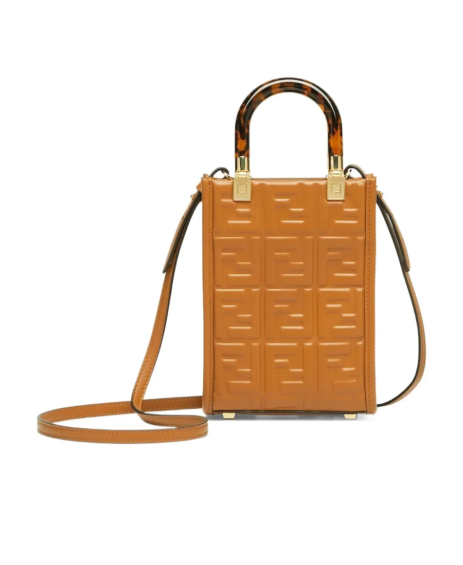 Brown Leather Mini-Bag With Ff Motif