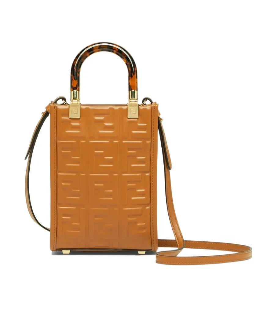 Brown Leather Mini-Bag With Ff Motif
