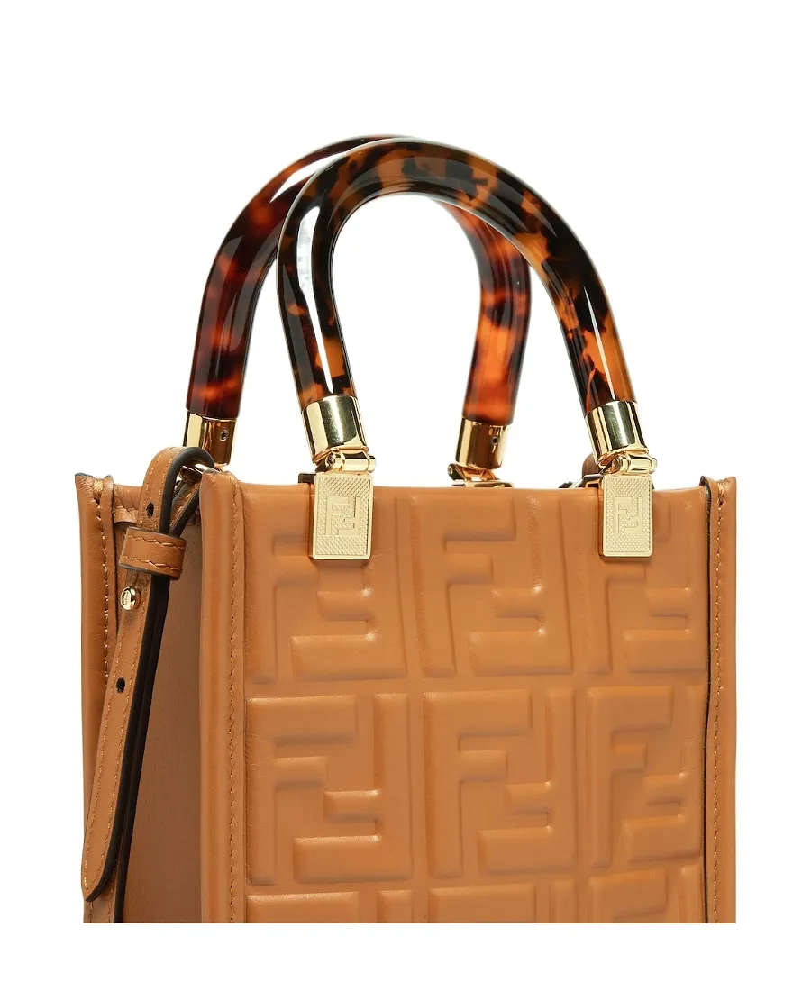 Brown Leather Mini-Bag With Ff Motif