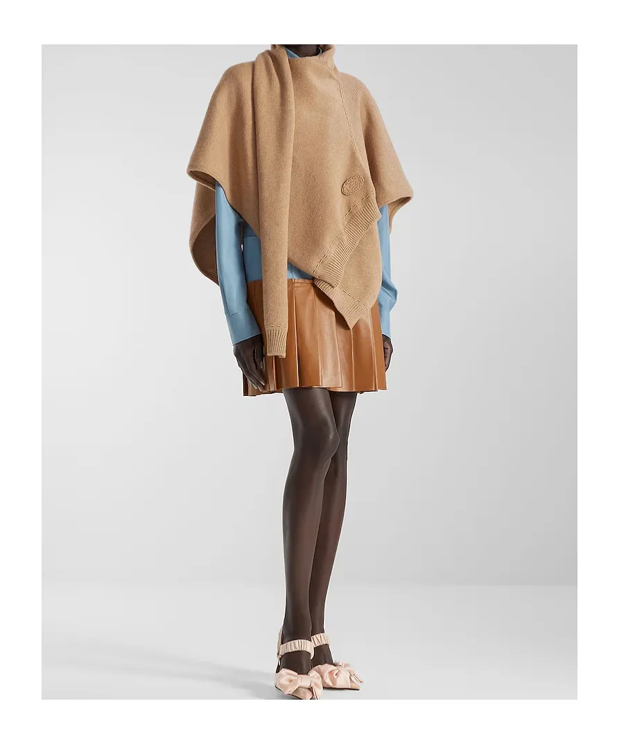Camel-Color Cashmere Poncho