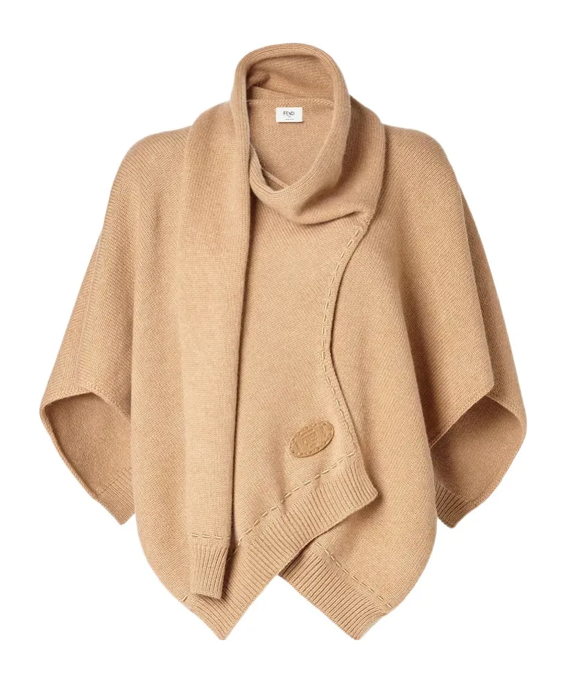 Camel-Color Cashmere Poncho