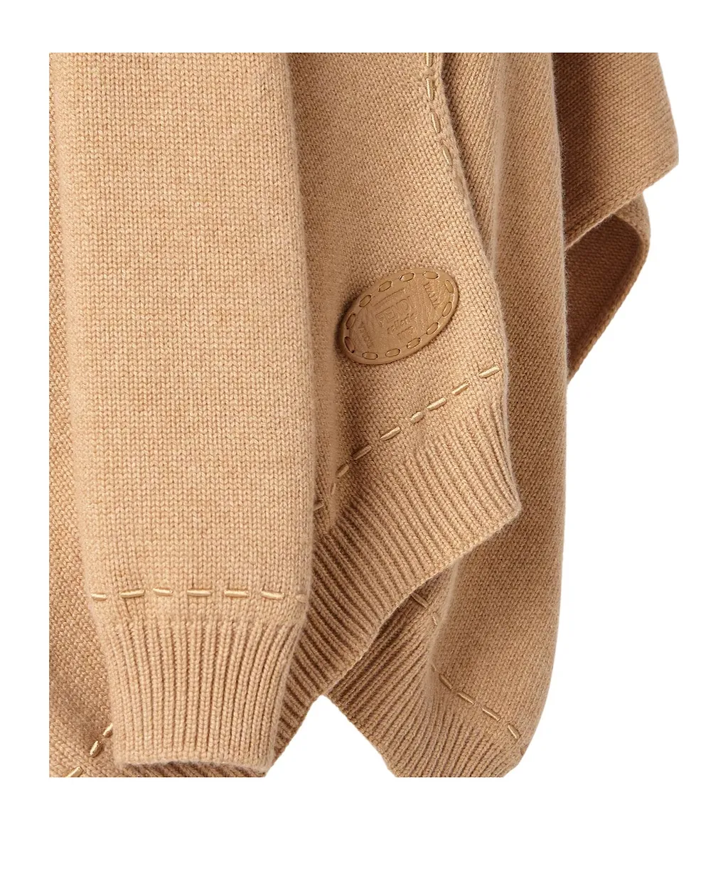 Camel-Color Cashmere Poncho