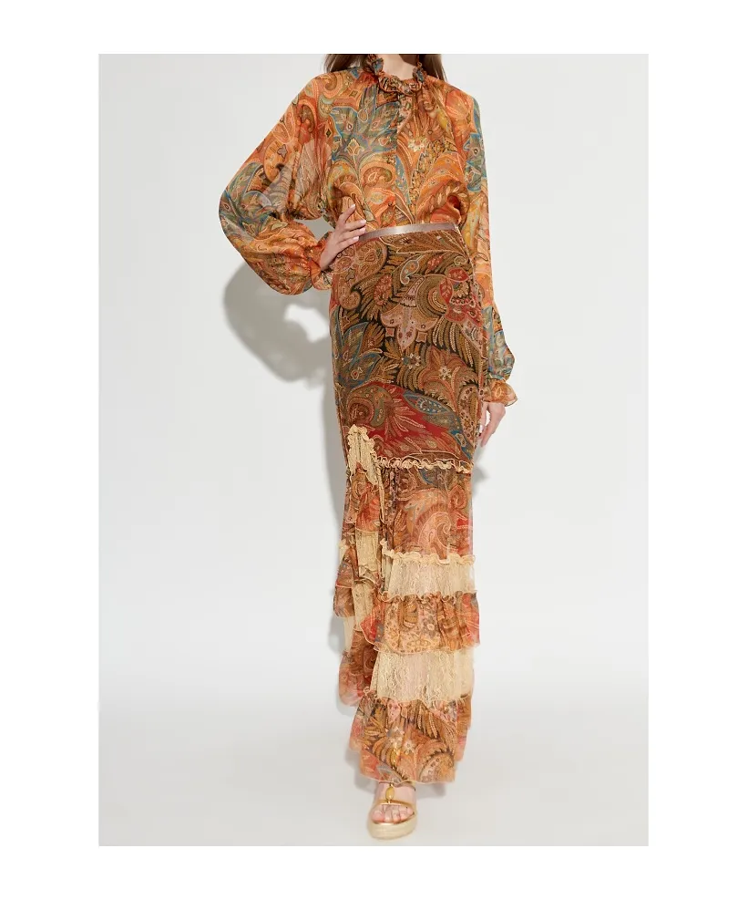 Etro Paisley Ruffled Maxi Skirt