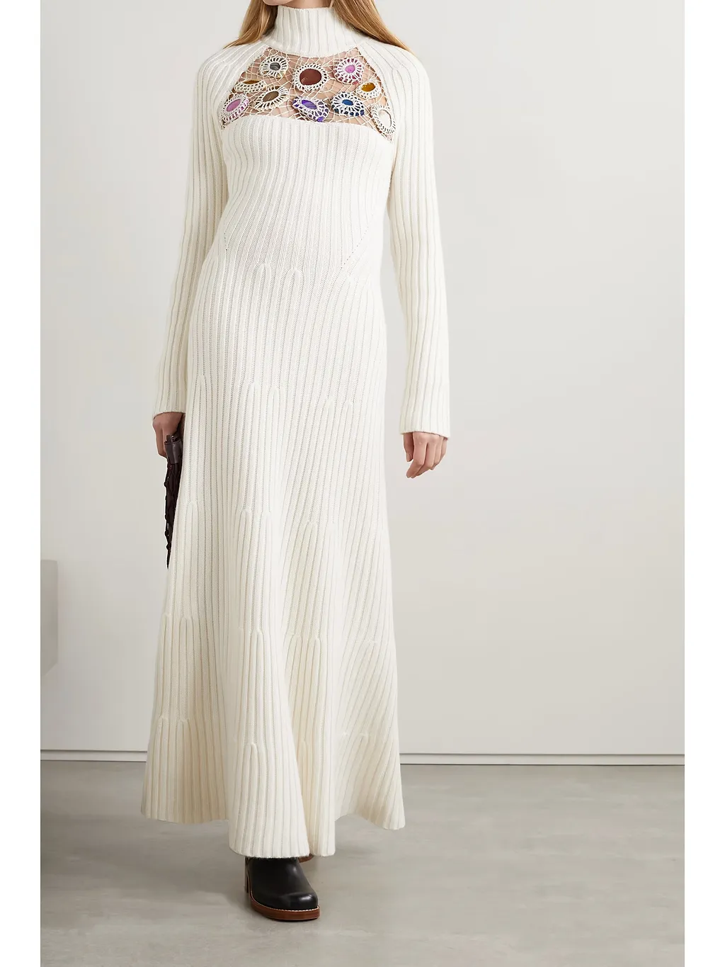 Juana Crochet-Panel Cashmere Dress