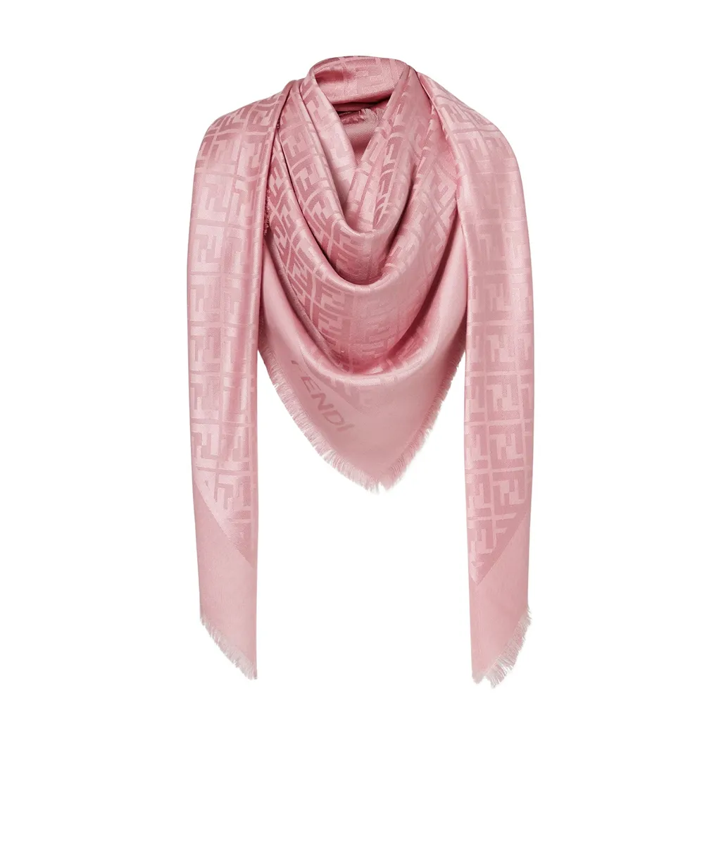 Fendi Ff Jacquard Fringed-Edge Scarf