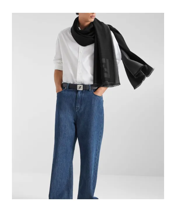 Fendi Ff Motif Fringed Scarf
