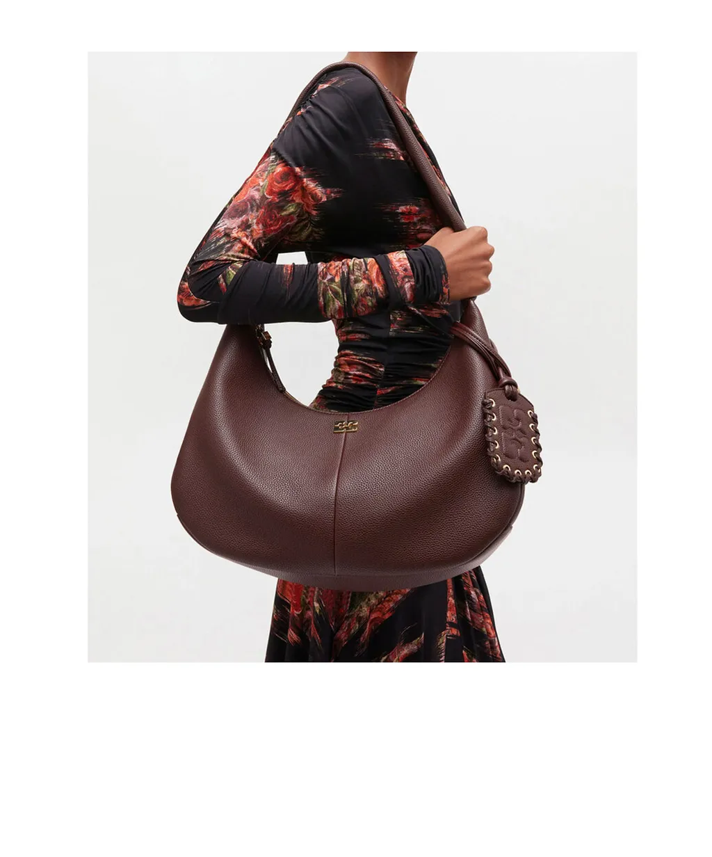 Ganni Butterfly Logo Medium Hobo Bag