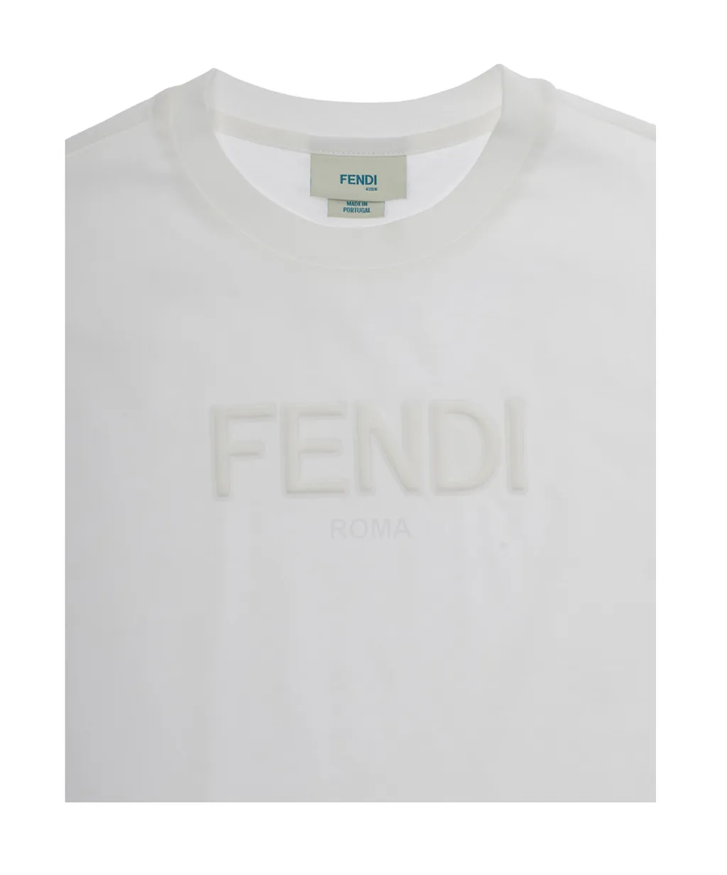 Fendi Kids Logo-Embossed Crewneck T-Shirt