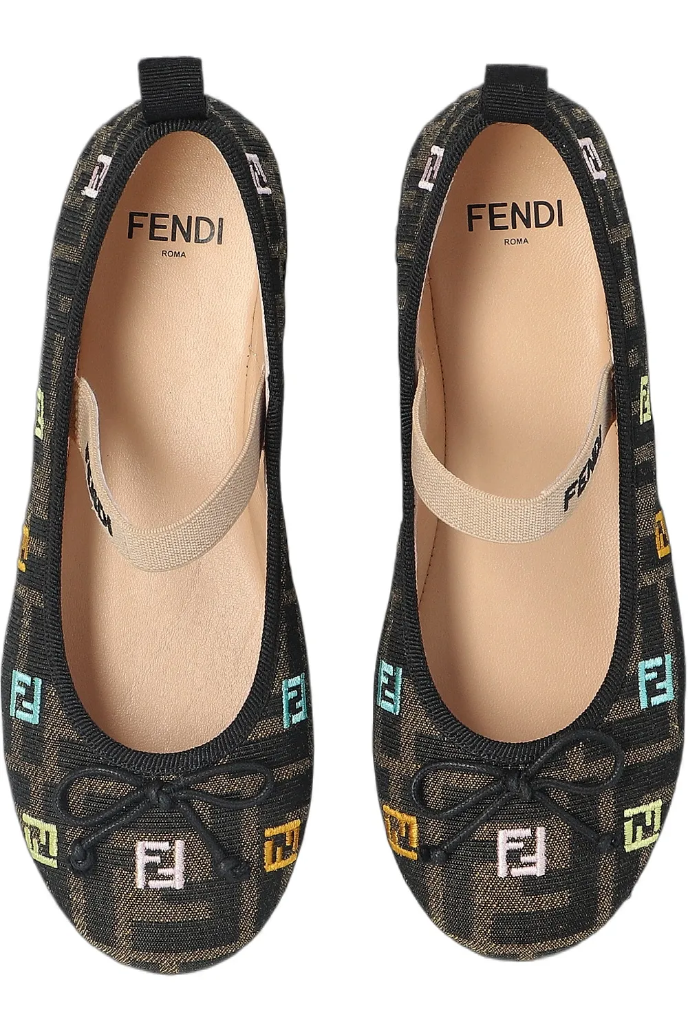 Fendi Kids Logo Embroidered Flats