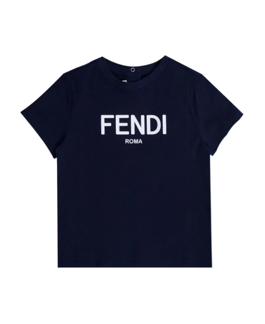 Fendi Kids Logo Printed Crewneck T-Shirt