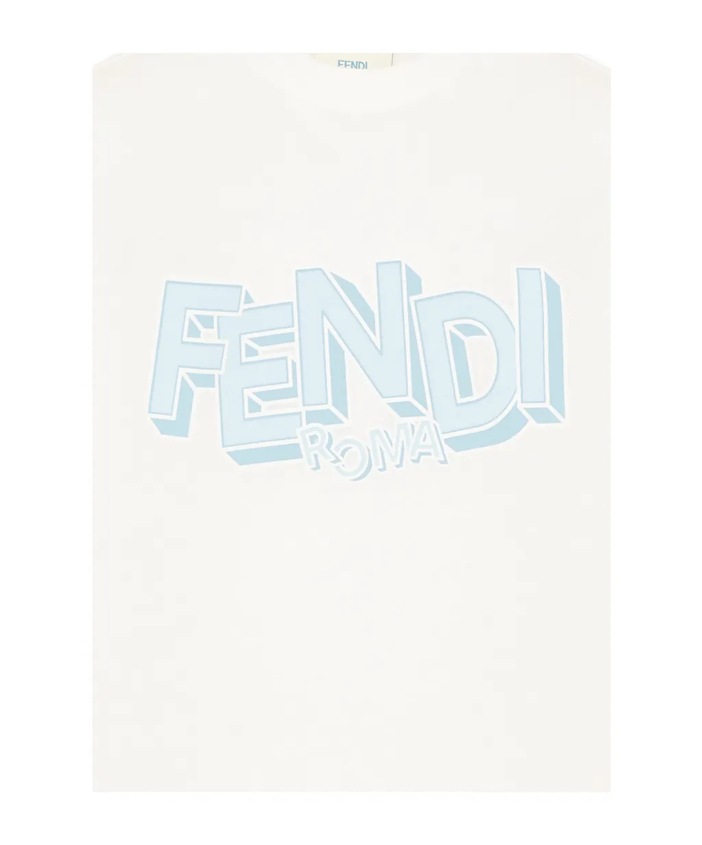 Fendi Kids Logo Printed Crewneck T-Shirt