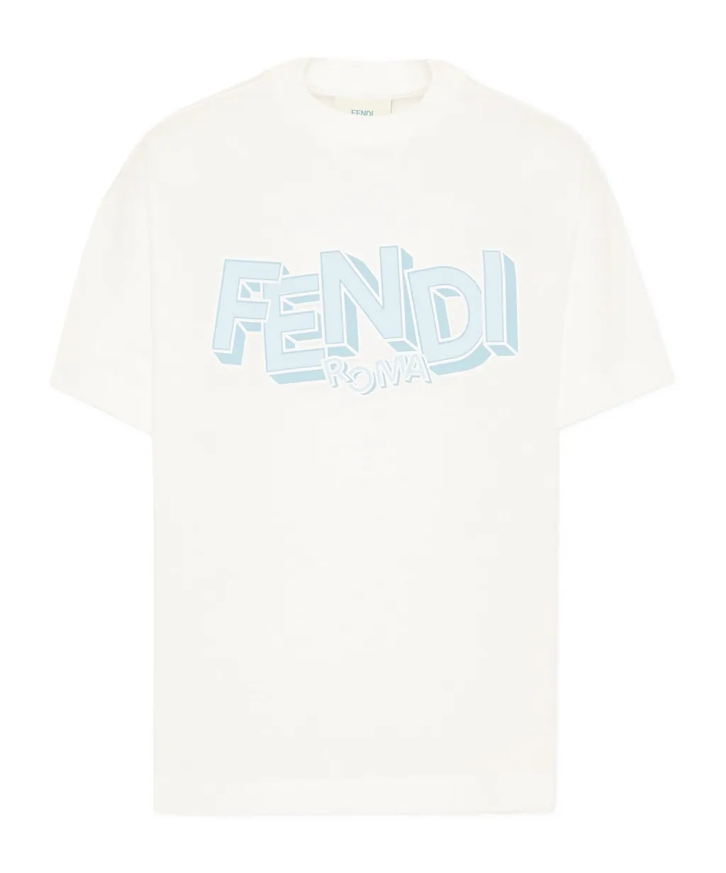 Fendi Kids Logo Printed Crewneck T-Shirt