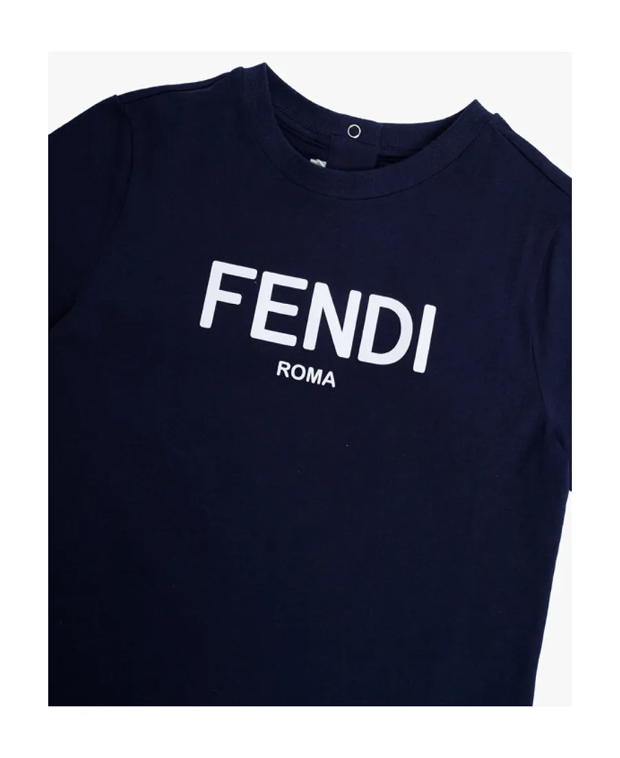 Fendi Kids Logo Printed Crewneck T-Shirt