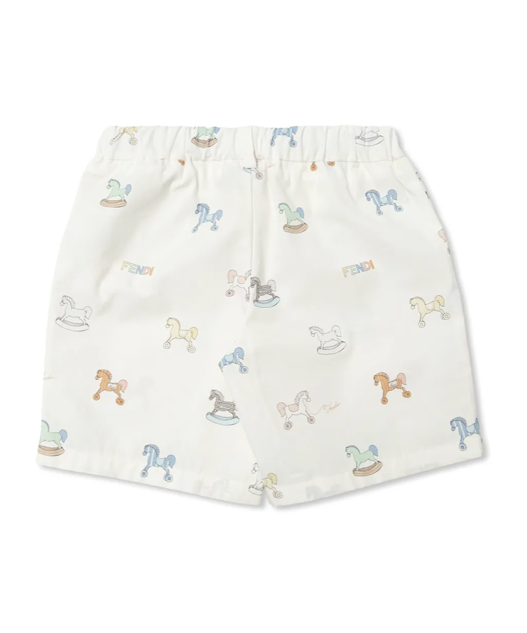 Fendi Kids Logo Printed Shorts