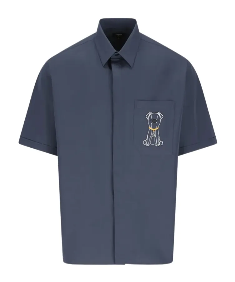 Fendi Logo Embroidered Short Sleeved Shirt