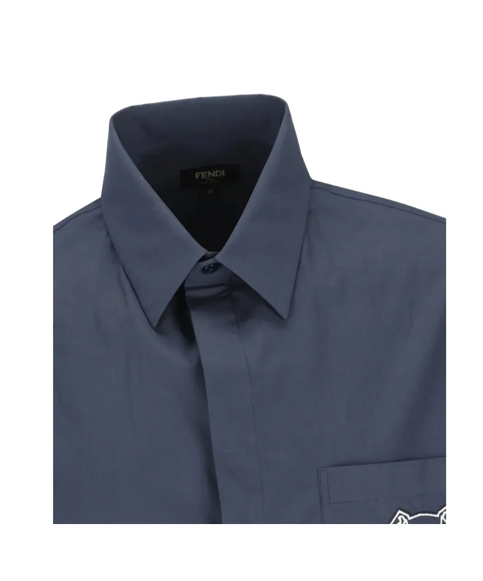 Fendi Logo Embroidered Short Sleeved Shirt