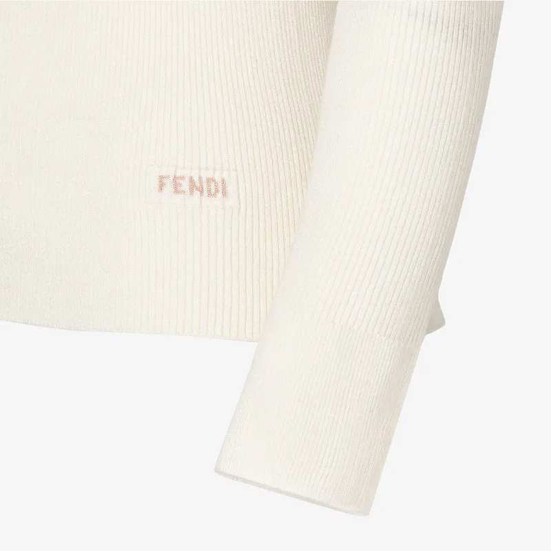 Fendi Long Sleeved Ribbed-Knit Fitted Cardigan