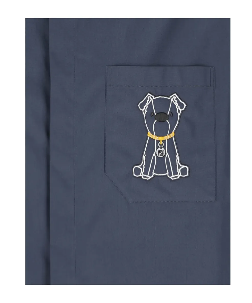 Fendi Logo Embroidered Short Sleeved Shirt