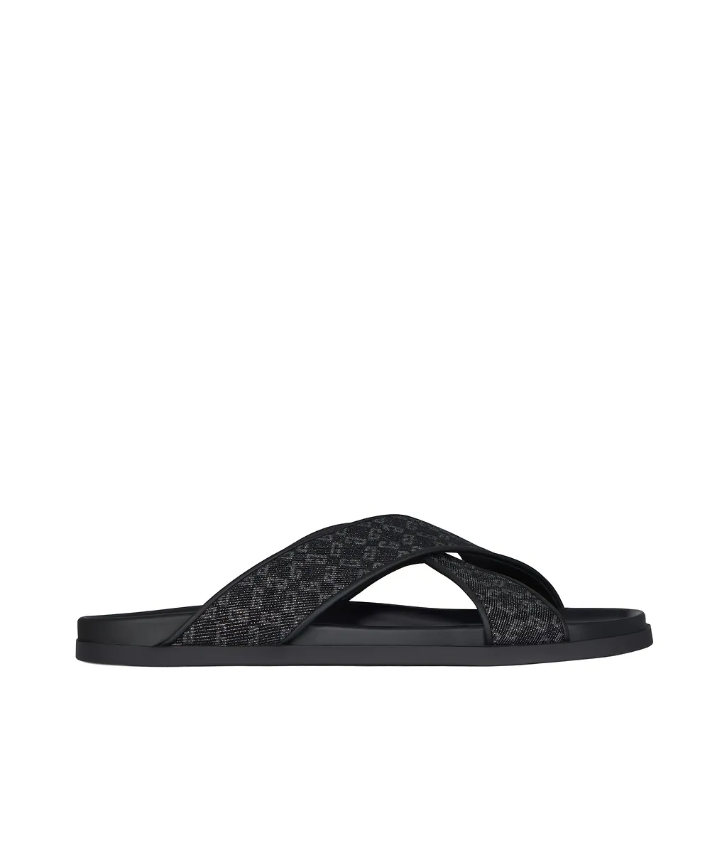 G Plage Flat Mules In Monogram 72 Denim