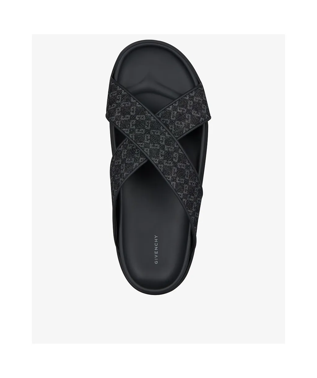 G Plage Flat Mules In Monogram 72 Denim