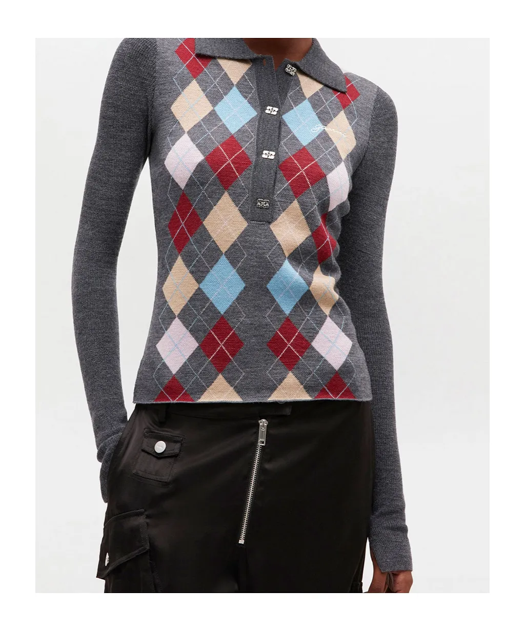 Ganni Knitted Polo Shirt