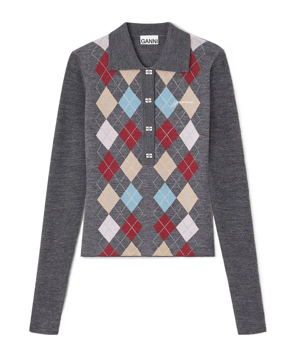 Ganni Knitted Polo Shirt
