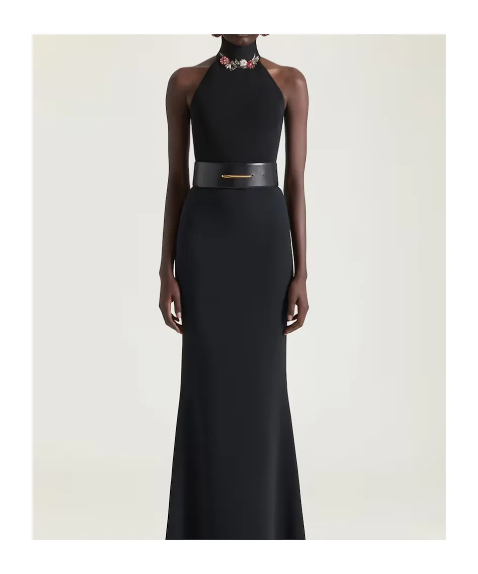 Halterneck Top In Viscose With Crystals