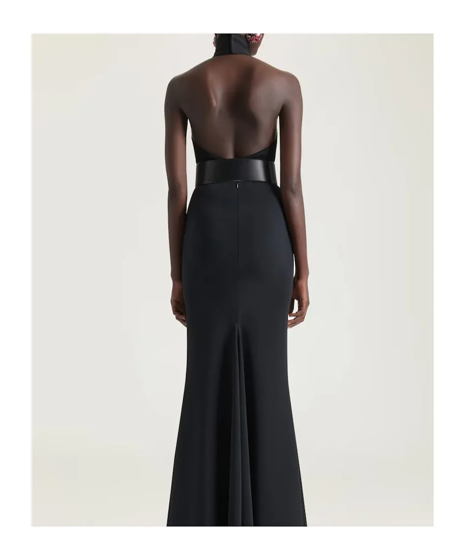 Halterneck Top In Viscose With Crystals