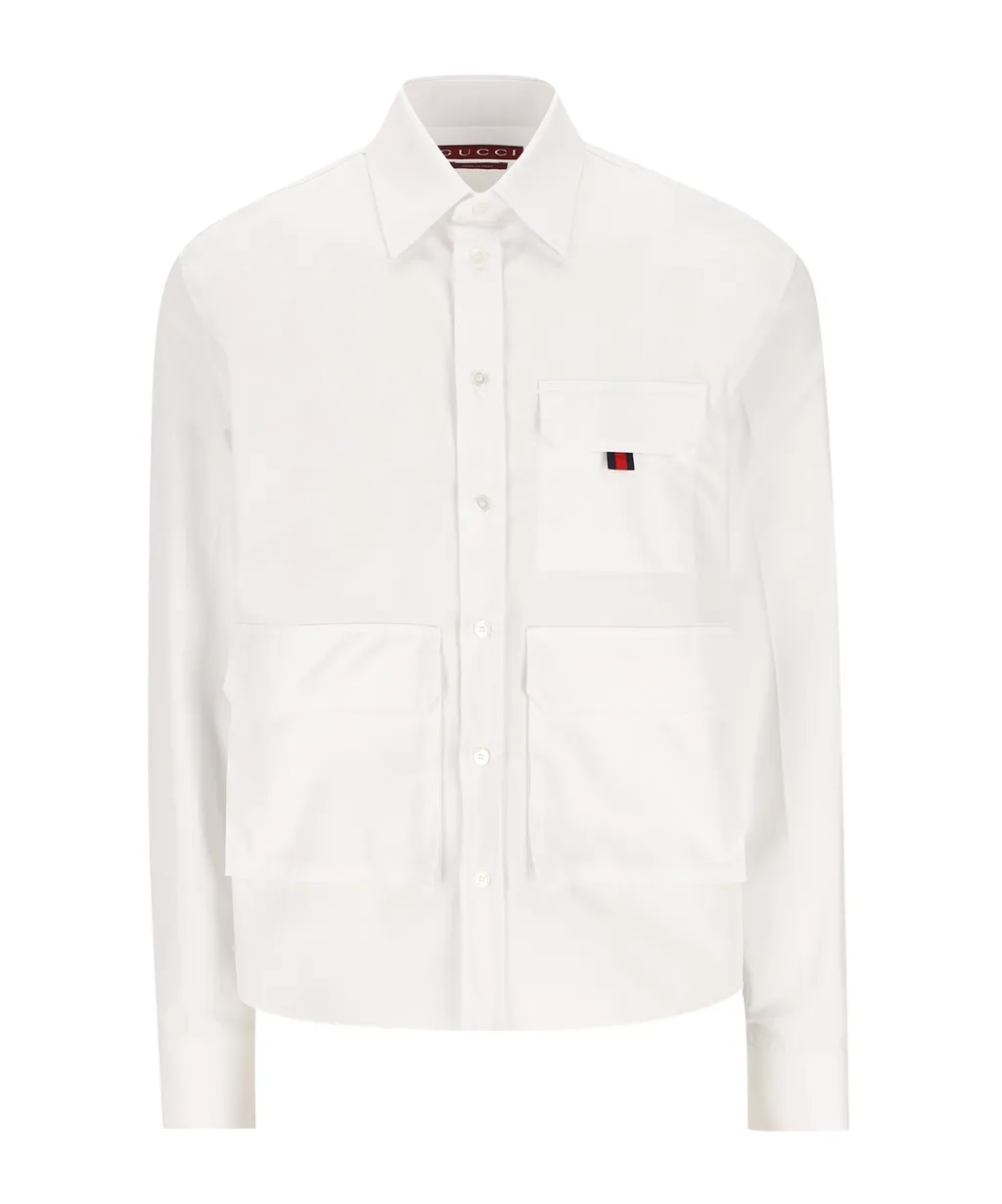 Gucci Web Detailed Long Sleeved Shirt