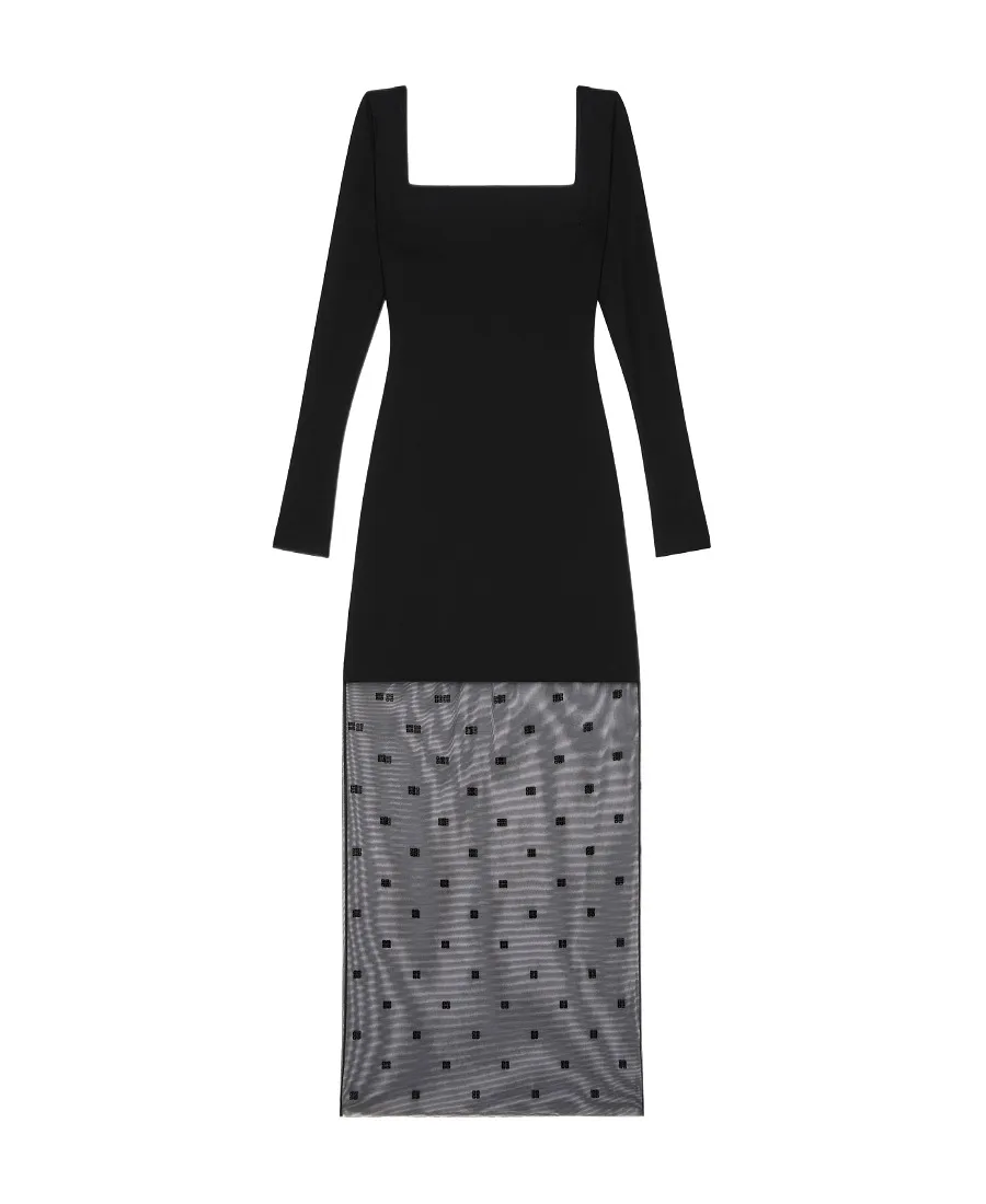 Long Dress In Bi-Material 4G Pattern