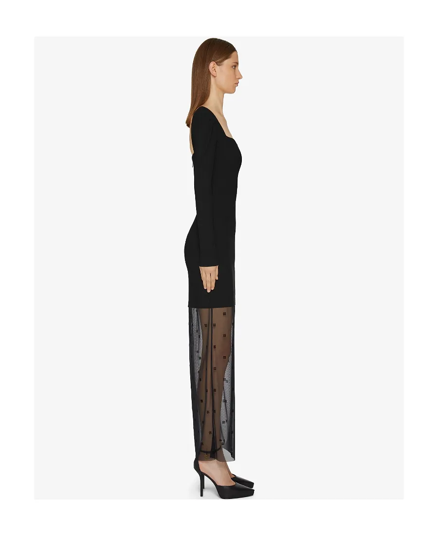 Long Dress In Bi-Material 4G Pattern