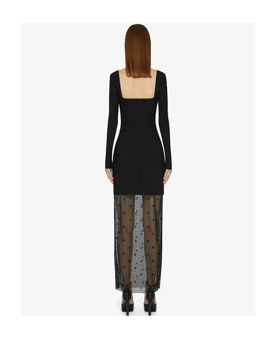 Long Dress In Bi-Material 4G Pattern
