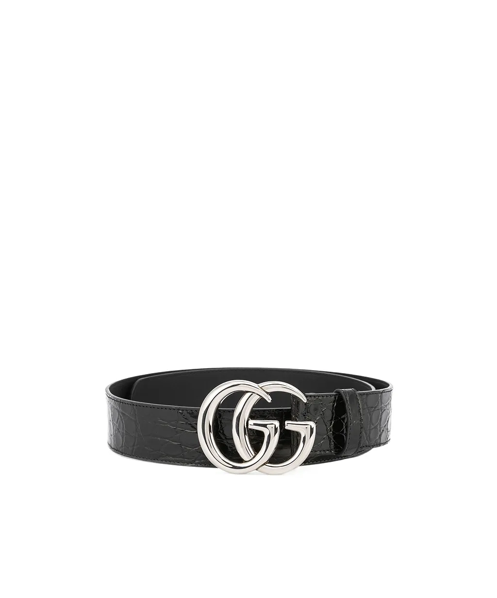 Gg Crocodile Embossed Belt
