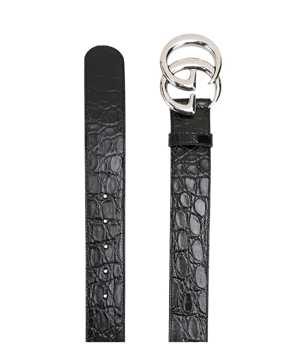 Gg Crocodile Embossed Belt