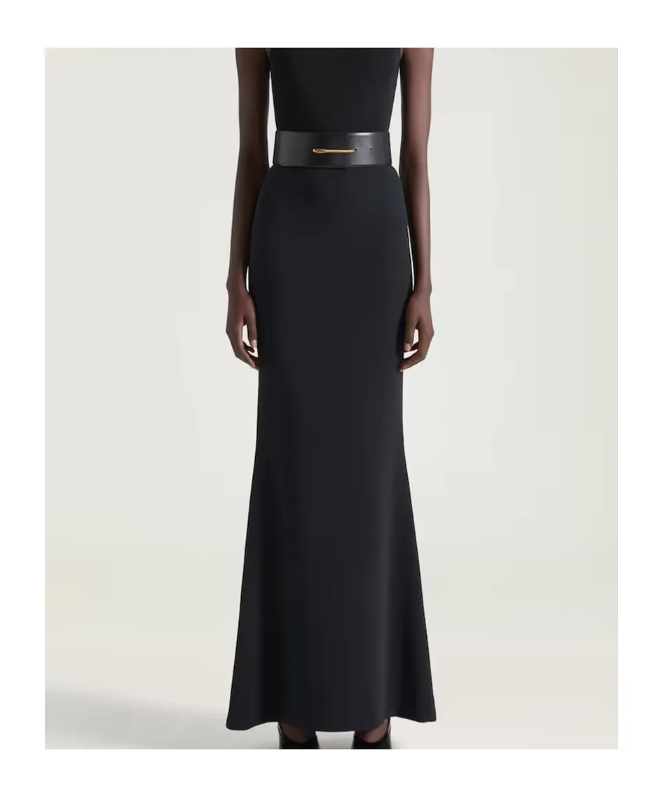 Maxi Kickback Skirt In Crepe Cady