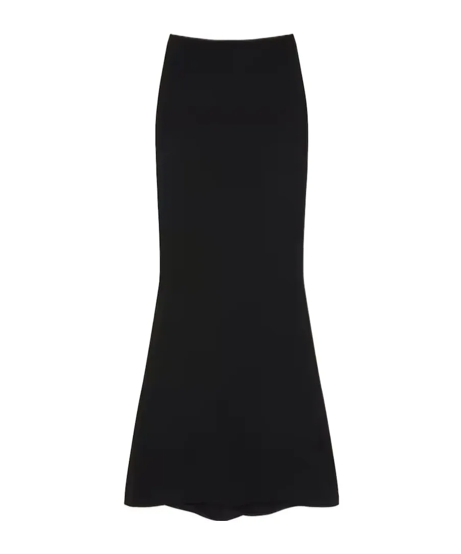 Maxi Kickback Skirt In Crepe Cady