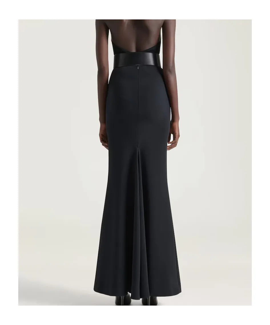 Maxi Kickback Skirt In Crepe Cady