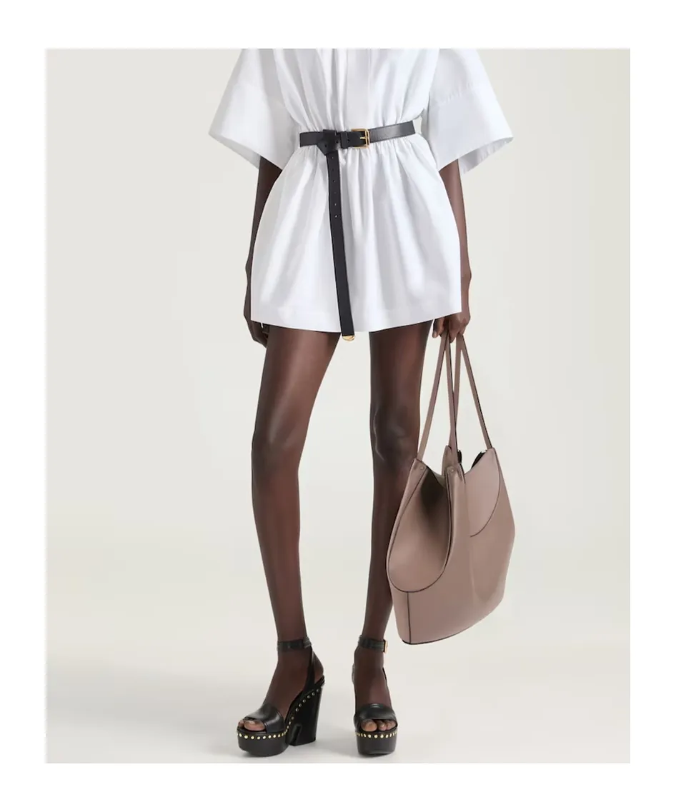 Medium Facet Tote Bag In Grained Leather