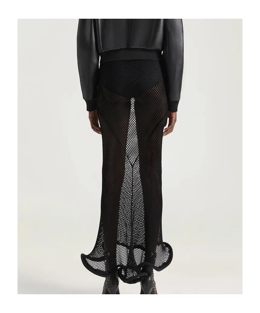 Midi Kickback Skirt In Mesh