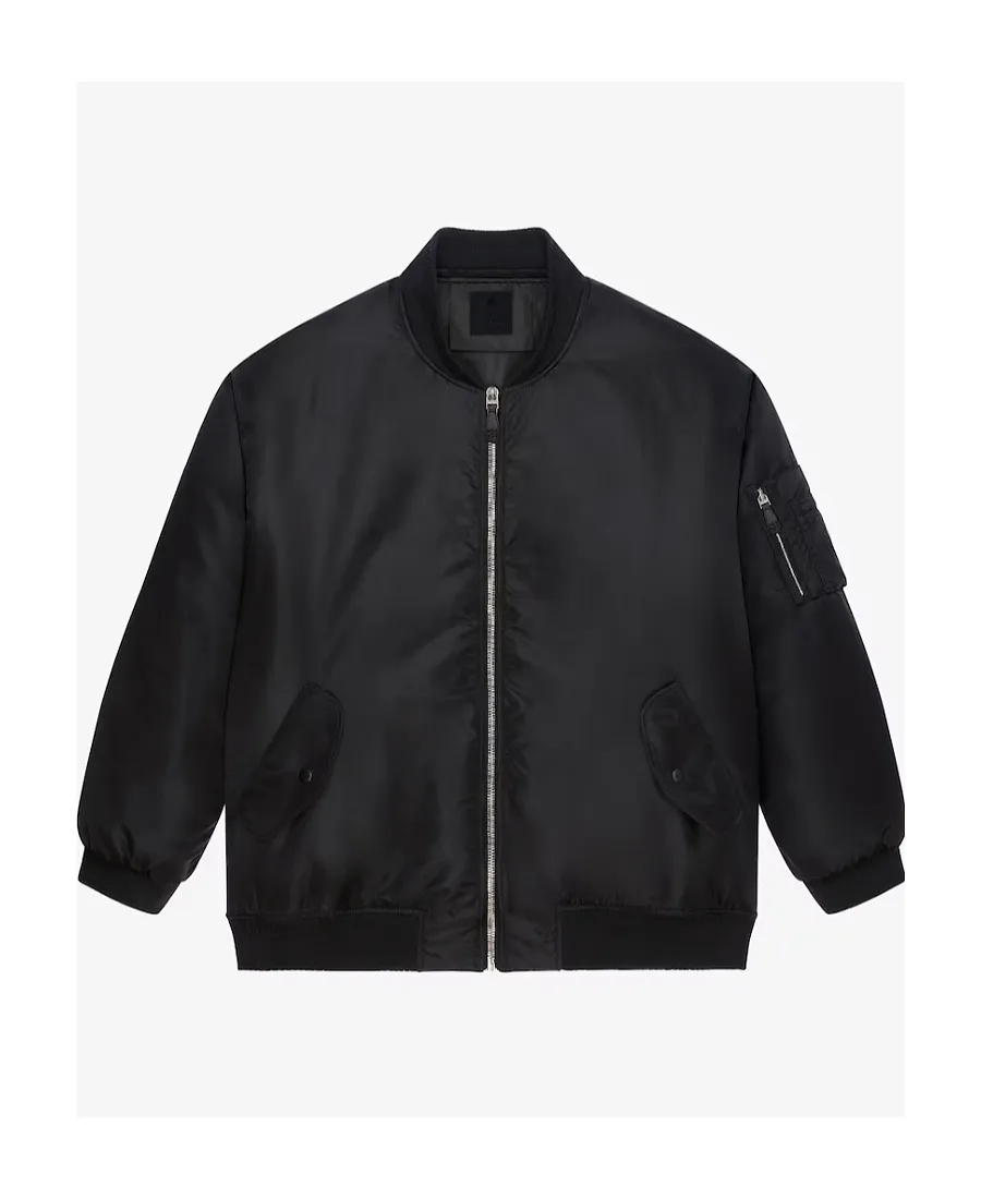 Oversized Hooded Bomber Jacket In Nylon